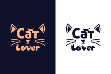 Cat lover Typography cat t-shirt design template