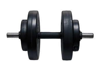 Black Dumbbells isolated on white background. Background fitness and bodybuilding concept