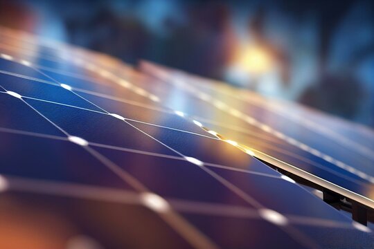 High efficiency solar cells close up. Generative AI