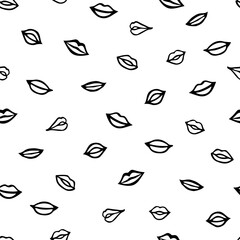 Vector seamless pattern with hand drawn lips. Design for textile, wallpaper, wrapping paper.