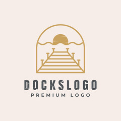 Boat hoists piers lift and docks logo design template vector illustration