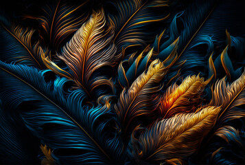 Rich rainbow feathers from exotic birds form a silky, colorful texture, perfect as a background for creative projects. Generative AI