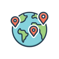 Color illustration icon for geographical