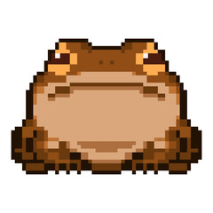 Fat brown frog vector pixel art style suitable for sticker and decoration