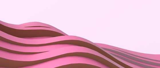 Abstract background Futuristic Curve wave and Mountain Paper Cut digital art for technology Innovation concept on orange background. Inspiration, copy space, software -3d Rendering