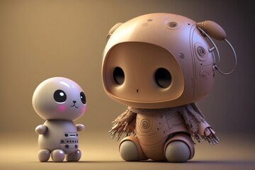 Cute and Little Robot Helper with Artificial Intelligence Made with Generative AI