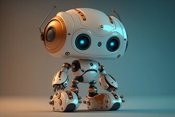 Cute and Little Robot Helper with Artificial Intelligence Made with Generative AI