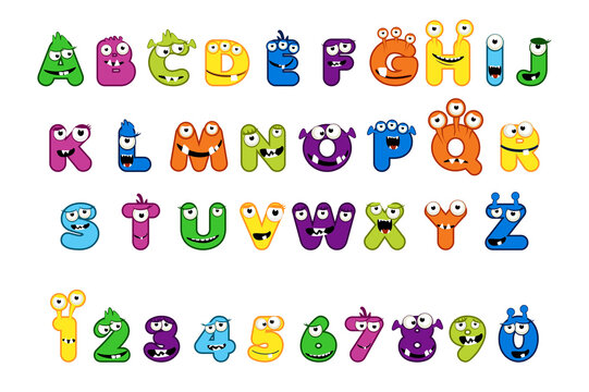 Cute Monster Alphabet and set of monster numbers