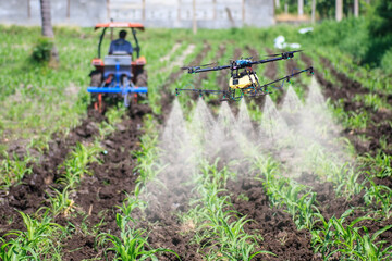 drones for agriculture and forestry spray chemicals in the farm