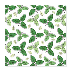 the leaf pattern is green, on a white background. geometric design for wallpaper, interesting textile