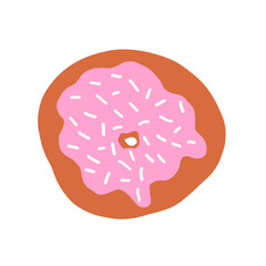 Donut in cartoon style. Vector illustration isolated on white background.