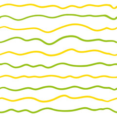 Wave line seamless pattern. Vector illustration isolated on white background. Green and yellow.