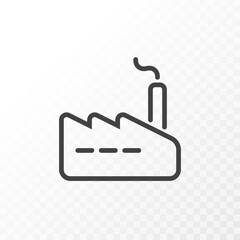 Outline style ui icons collection. Vector black linear illustration. Powerplant, factory with smoke symbol isolated on background. Design element for business, ecology, energy industry.