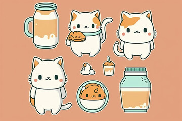 Cute cat illustration pattern for graphic resource use