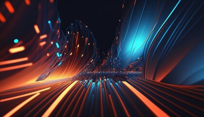 Fototapeta premium Abstract iridescent holographic neon lines. Nice background 3d render. Gradient design element for backgrounds, banners, wallpapers, posters and covers