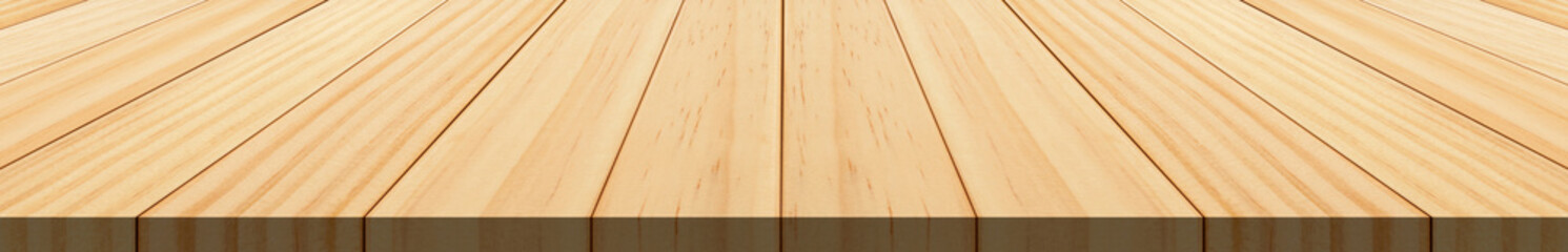 Empty wooden table top isolated on white background for product display montage