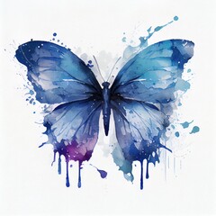Watercolor illustration with a beautiful butterfly. Generative AI