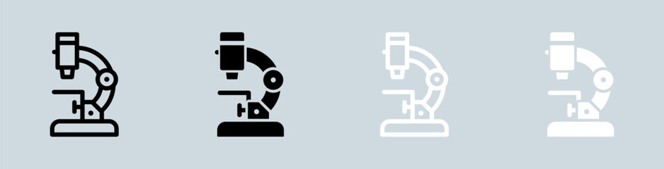 Microscope icon set in black and white. Laboratory signs vector illustration.