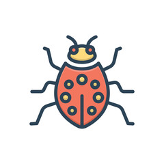 Color illustration icon for bug