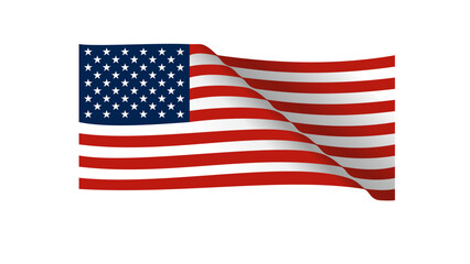 US flag isolated on transparent background, wave flag