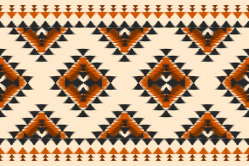 Carpet ethnic tribal pattern art. Ethnic ikat seamless pattern. American, Mexican style. Design for background, wallpaper, illustration, fabric, clothing, carpet, textile, batik, embroidery.