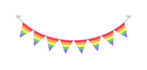Obraz premium Rainbow flag pennant garland. Pride month bunting divider simple vector illustration clipart