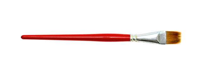 Red watercolor paint brushes on white background. Flat brushes.