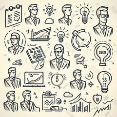 Business and Finance Icons for Entrepreneurs and Content Creators - Vector Set