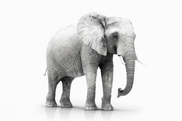 Fototapeta na wymiar Elephant isolated on white background as digital illustration (Generative AI)