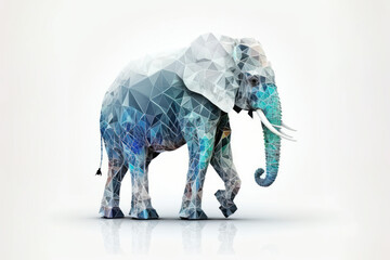 Elephant isolated on white background as digital illustration (Generative AI)