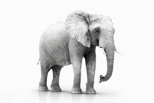 Elephant isolated on white background as digital illustration (Generative AI)