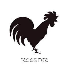 Fototapeta na wymiar Rooster silhouette in cartoon style.