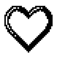 Love icon black-white vector pixel art icon