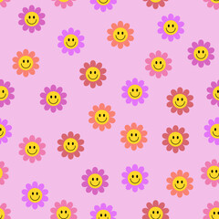 Simple vector illustration red flower pattern