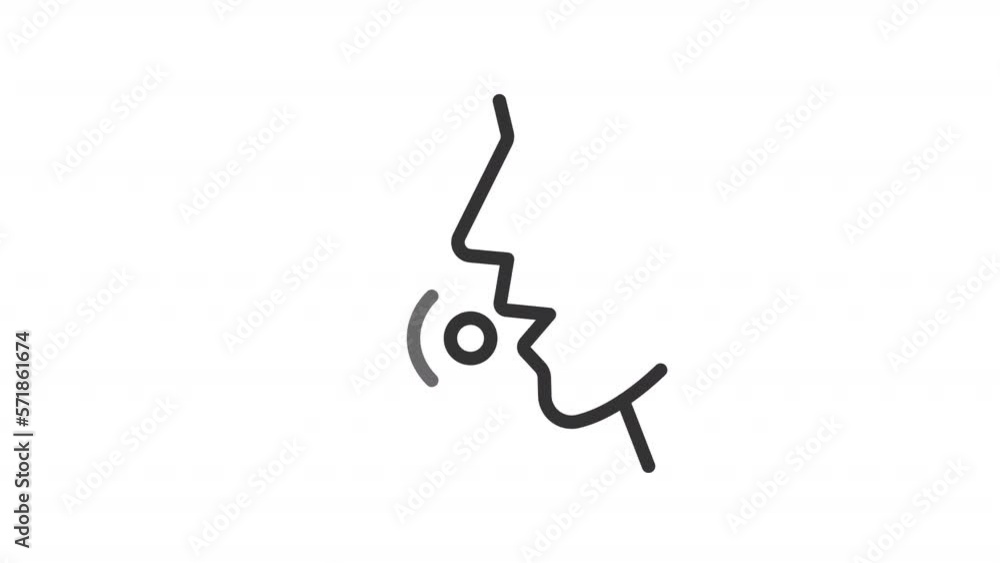 Poster animated voice linear icon. voice recognition technology. talking person. speech control. seamless l