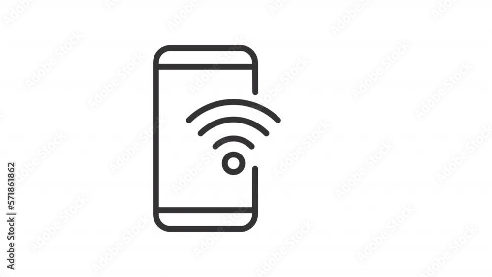 Poster animated mobile internet linear icon. wireless connection. telecommunication technology. seamless lo