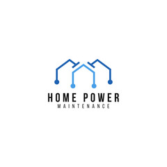 ecology home power logo design, eco home power maintenance logo business vector design template with outline, modern and minimalist styles isolated on white background. 