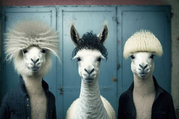 Alpakas mit cooler Frisur, Alpacas with cool hairstyle