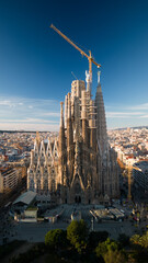 Aerial View of the Sagrada Familia in Barcelona still in construction