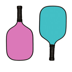 Mock up pink pickleball racket. Pickleball pattern. Light blue and pink pickleball paddle.