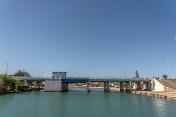 Fototapeta na wymiar Varadero, Cuba - Feb. 23, Lifting bridge spanning the 