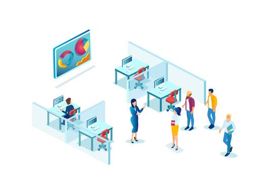 Vector of a businesspeople working in a modern office