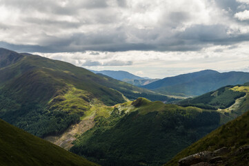 Hiking trail of the Ben Nevis, highest mountain in Scotland