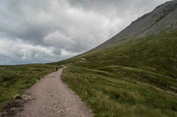 Hiking trail of the Ben Nevis, highest mountain in Scotland