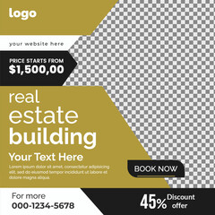 Real estate social media post bundle design, Modern Real Estate social media post Template, Real estate social media post web banner template design