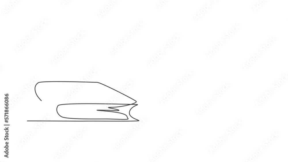 Poster animation of single one line drawing of closed dictionary book on library desk. back to school minim