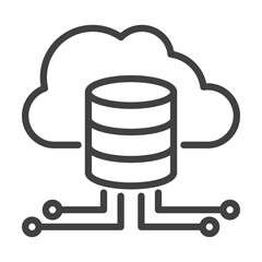 big data, cloud computing concept, data storage in cloud, simple thin line icon