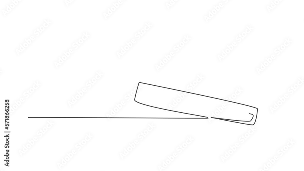 Aufkleber animated self drawing of continuous one line draw plastic ruler to measure length an object. back to