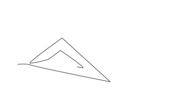 Animated self drawing of continuous line draw plastic triangle ruler. Measurement tool for student. Back to school minimalist style. Education concept. Full length one line animation illustration.