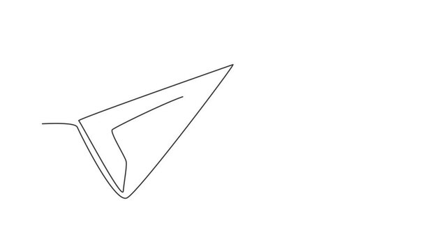 Animated self drawing of continuous line draw stainless triangle ruler. Measurement tool to measure length. Back to school hand drawn minimal concept. Full length single line animation for education.